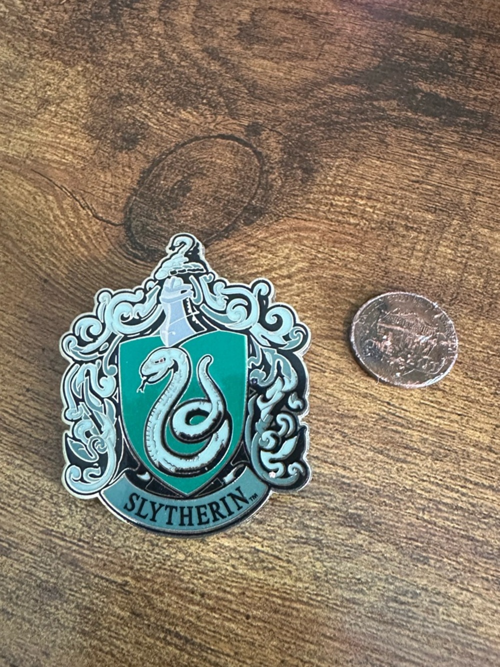 Harry Potter Universal Studios Slytherin Crest Pin in Green and Silver